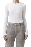 Agolde Maya Scoop Neck Rib Long-sleeve Tee Oatmeal In Brushed Grey Heather