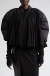 Rick Owens Duvetessa Mixed Media Crop Jacket In Black