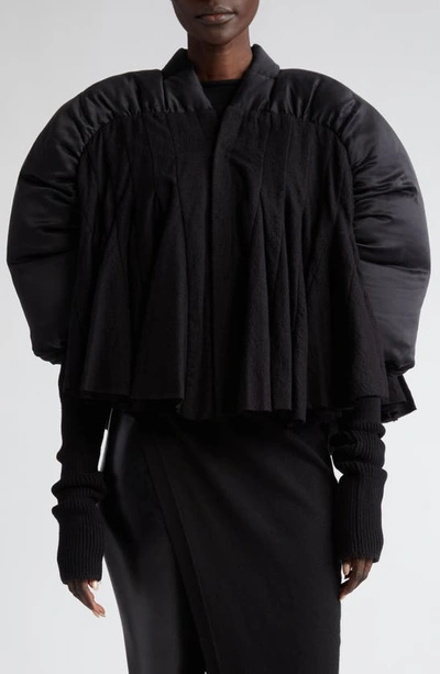 Rick Owens Duvetessa Mixed Media Crop Jacket In Black