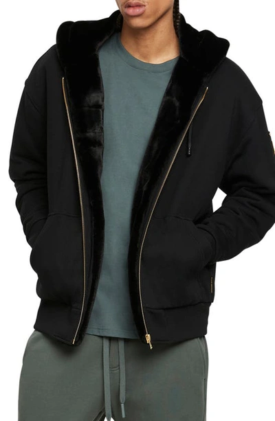 Moose Knuckles Linden Bunny Slim Fit Zip Hoodie In Black