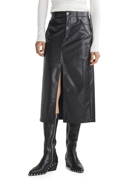 Rag & Bone Sid Faux-leather Midi Skirt In Black