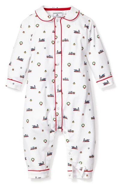 Petite Plume Babies' Cambridge Arctic Express Cotton Blend One-piece Pajamas In White