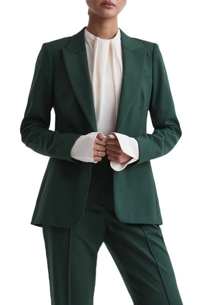 Reiss Women's Jade Wool-blend Tuxedo Jacket In Bottle Green