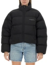 Alexander Wang Jacquard Channel Puffer Jacket In Black