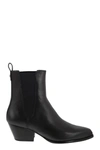 Michael Kors Kinlee Leather And Stretch Knit Ankle Boot In Black