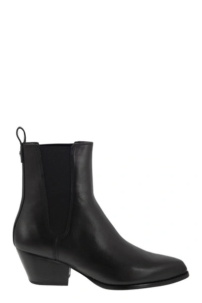 MICHAEL KORS MICHAEL KORS KINLEE LEATHER AND STRETCH KNIT ANKLE BOOT