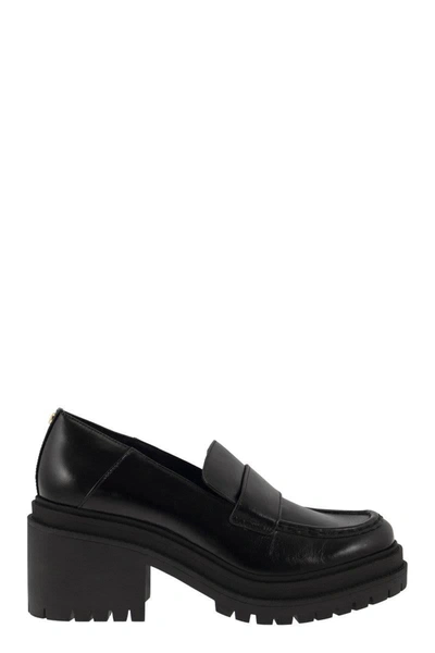 Michael Kors Rocco Leather Moccasin With Heel In Black