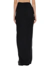 Rick Owens Draped Silk Blend Long Skirt In Black