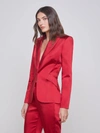 L Agence Chamberlain Colorblock Satin Blazer In Dark Tango Red