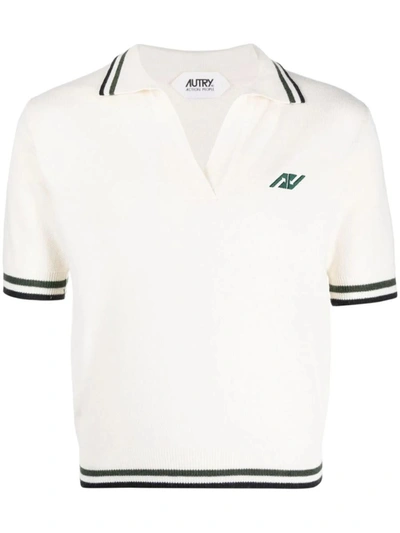 Autry Logo-embroidered Polo Shirt In White