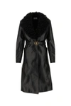 Bally Shearling-collar Leather Trench-coat In Black