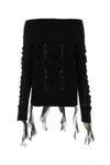 Blumarine Rouched Turtleneck Sweater In Black