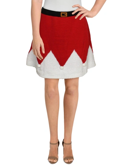 Planet Gold Juniors Womens Christmas Holiday Mini Skirt In Red