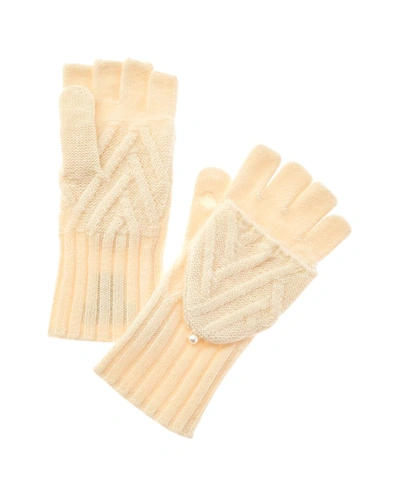 Hannah Rose Delaney Zig Zag Flip Top Cashmere Gloves In White