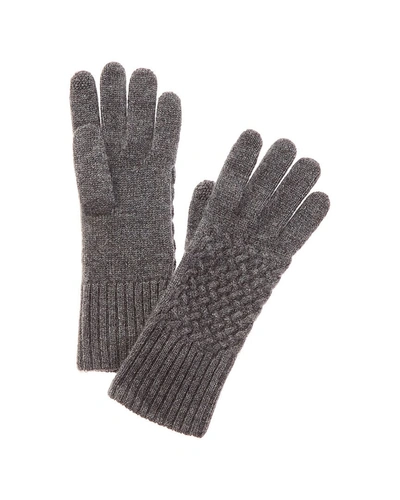 Hannah Rose Basket Weave Stitch Cashmere Gloves In Grey