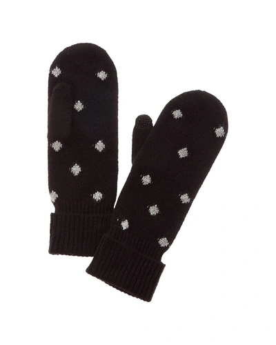 Hannah Rose Polka Dot Cashmere Mittens In Black