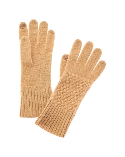 Hannah Rose Basket Weave Stitch Cashmere Gloves In Brown