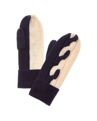 Hannah Rose Bi-color Cable Cashmere Mittens In Black