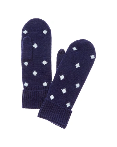 Hannah Rose Polka Dot Cashmere Mittens In Blue