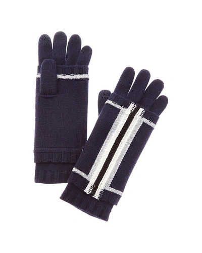 Hannah Rose Rainbow Stripe 3-in-1 Cashmere Tech Gloves In Black