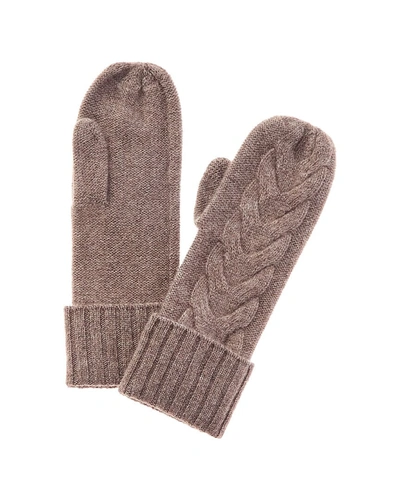 Hannah Rose Chunky Cable Cashmere Mittens In Brown