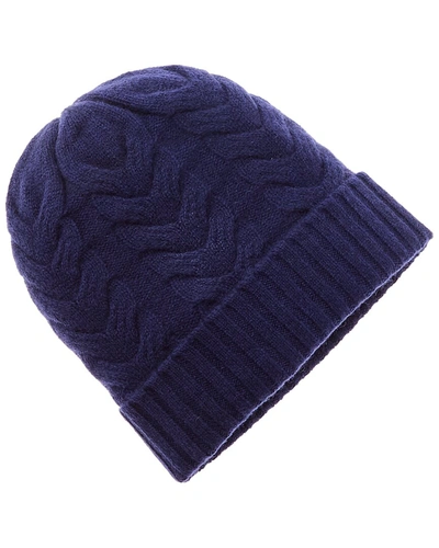Hannah Rose Chunky Cable Cashmere Hat In Blue