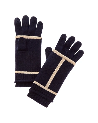 Hannah Rose Jersey Roll Welt Cashmere Gloves In Black
