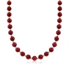 Ross-simons Ruby Bead Necklace With 14kt Yellow Gold In Gold