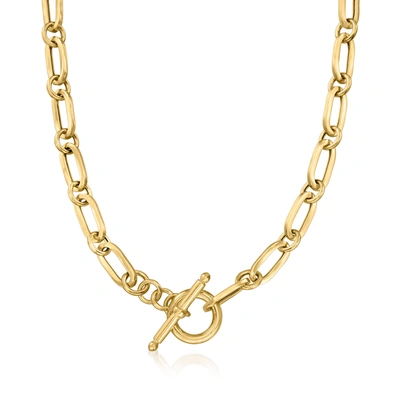 Ross-simons Italian 18kt Gold Over Sterling Paper Clip Link Necklace In White