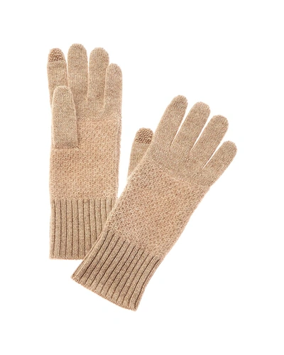 Hannah Rose Honeycomb Cashmere Gloves In Brown