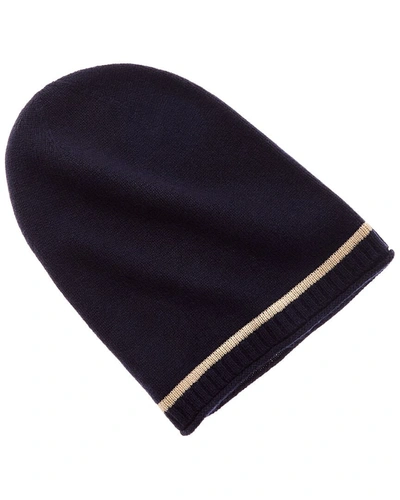 Hannah Rose Jersey Roll Welt Cashmere Hat In Blue