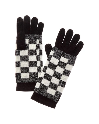 Hannah Rose Racer Check 3-in-1 Cashmere-blend Tech Gloves In Black