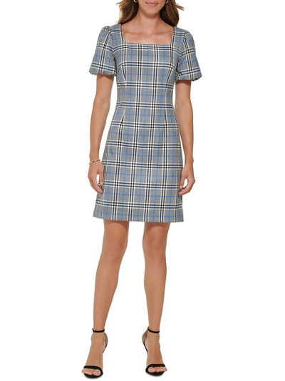 Dkny Womens Plaid Mini Sheath Dress In Multi