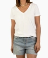 DYLAN COTTON JERSEY PAIGE DEEP V-TEE IN WHITE