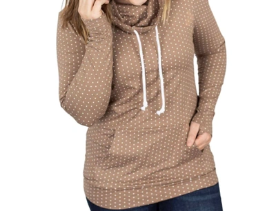 Michelle Mae Cloud Cowl Neck Mini Dot Sweatshirt In Mocha In Brown