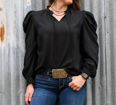 Thml Zillah Puff Sleeve Top In Black