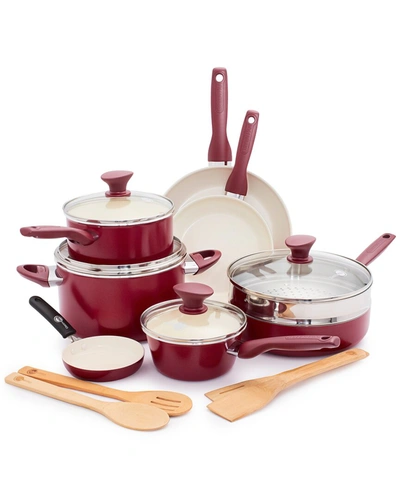 Greenpan Rio Nonstick 16pc Cookware Set In Red