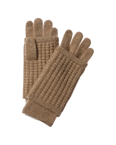 Hannah Rose Waffle Stitch 3-in-1 Cashmere Tech Gloves In Brown