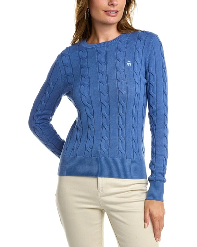 Brooks Brothers Cable Sweater In Blue
