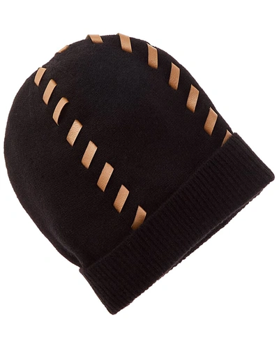 Hannah Rose Whipstitch Cashmere Hat In Black