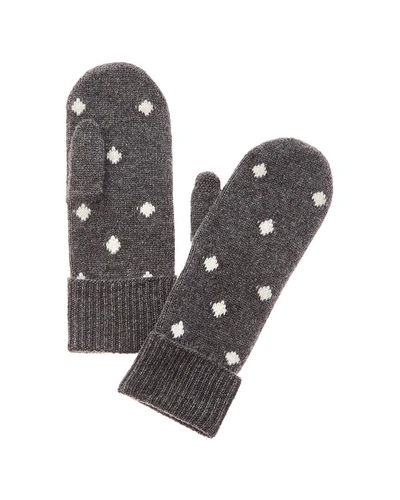 Hannah Rose Polka Dot Cashmere Mittens In Grey