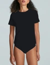 COMMANDO ESSENTIAL COTTON CREW BODYSUIT IN BLACK