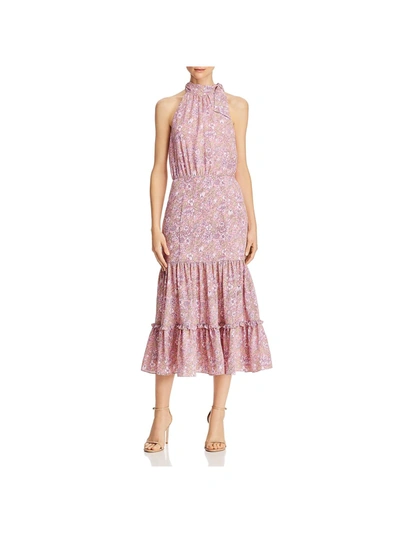 Likely Mona Womens Floral Ruffles Midi Dress In Pink