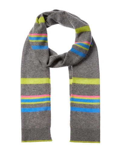 Hannah Rose Stripe Cashmere Scarf In Grey