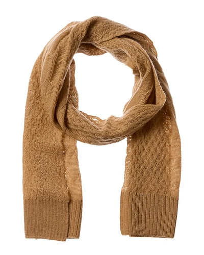 Hannah Rose Horseshoe Cable Basketweave Cashmere Scarf In Brown