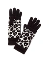 HANNAH ROSE LEOPARD DOUBLE-FACED JACQUARD 3-IN-1 CASHMERE TECH GLOVES