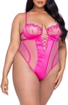Roma Confidential Bubblegum Heart Underwire Teddy In Pink