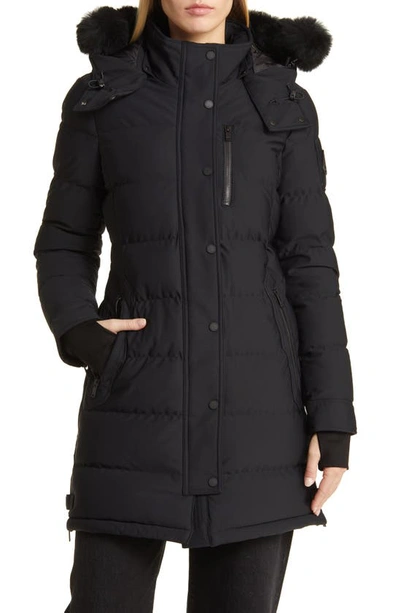 Moose Knuckles Watershed Hooded Down Parka In Black W Black S