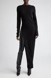 RICK OWENS EASY LONG ASYMMETRIC HEM VIRGIN WOOL SWEATER