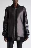 Rick Owens Sequin Oversize Wool Bomber Jacket In Black